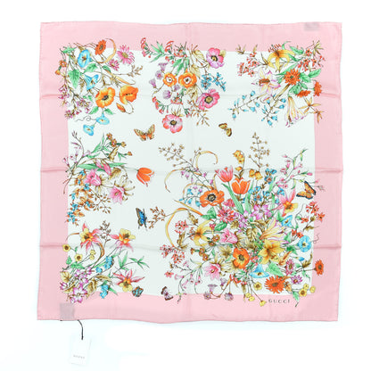 Gucci Silk Twill Eighties Bouquet Square Scarf Pink Ivory 1 of 4