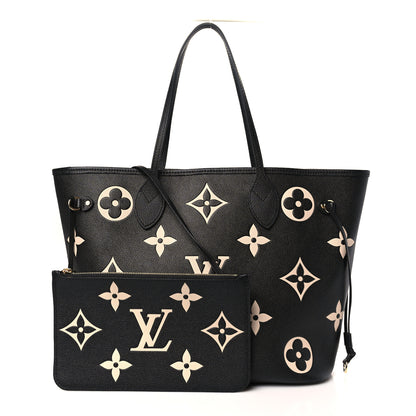 Louis Vuitton Empreinte Monogram Giant Neverfull MM Black Beige 1 of 9