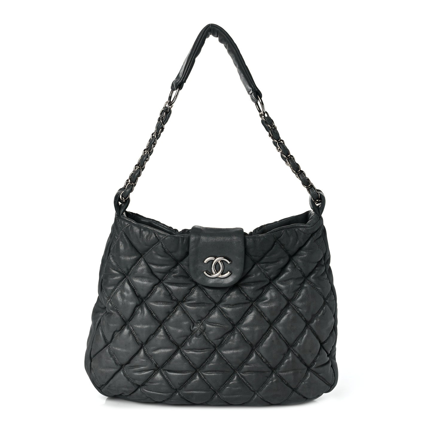 Calfskin Bubble Quilt Hobo Grey