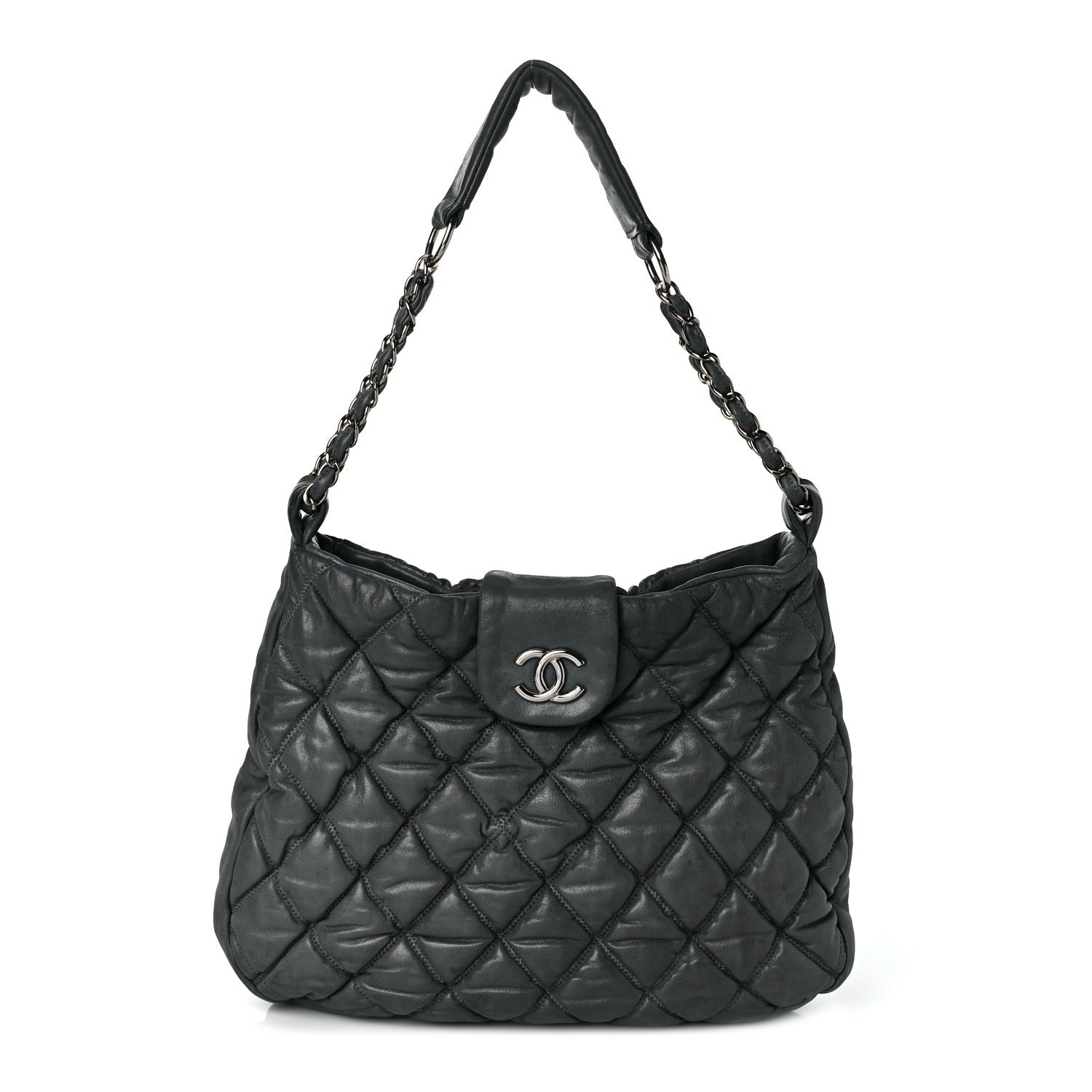 Chanel Calfskin Bubble Quilt Hobo Grey 1 of 8