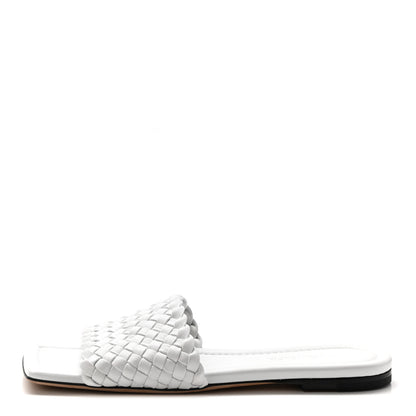 Bottega Veneta Nappa Intrecciato Squared Toe Flat Sandals 38 White 1 of 8