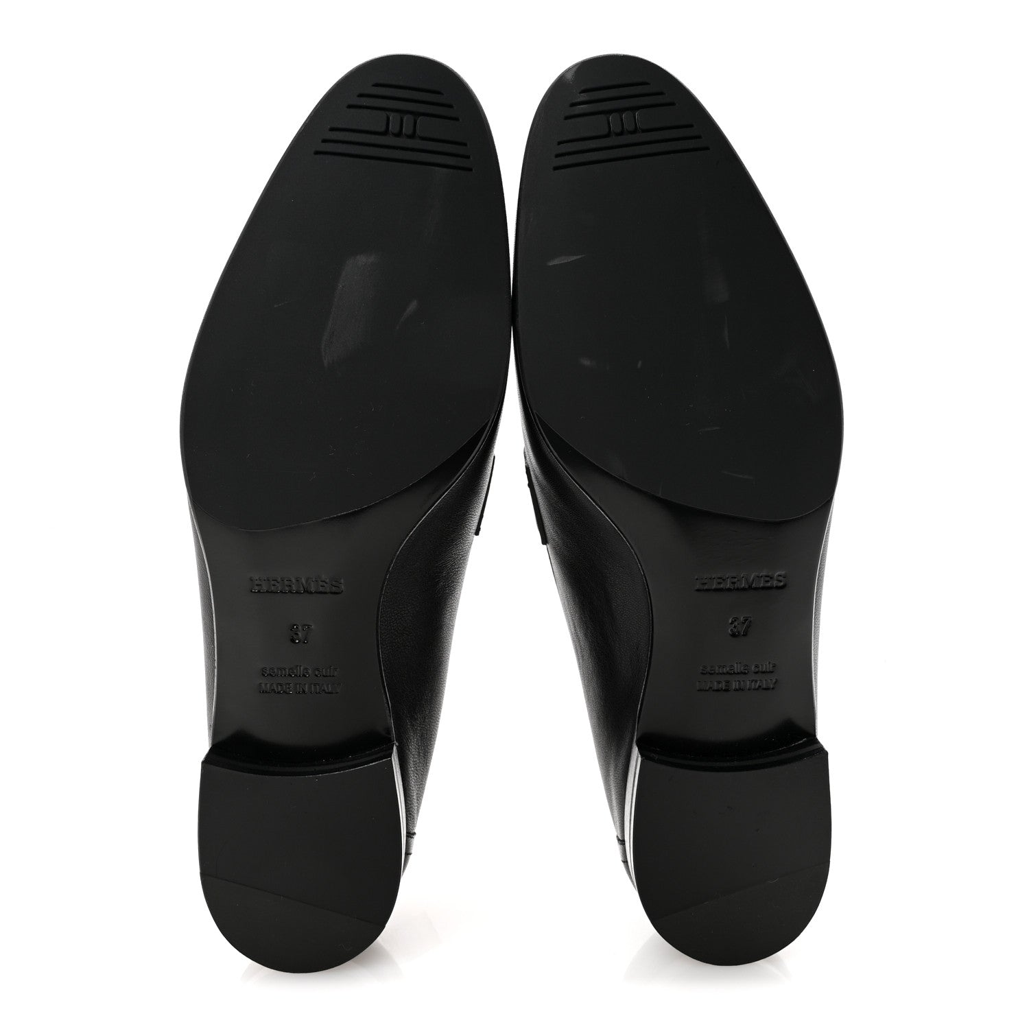 Hermes Goatskin Womens Paris Loafers 37 Black 6 of 10