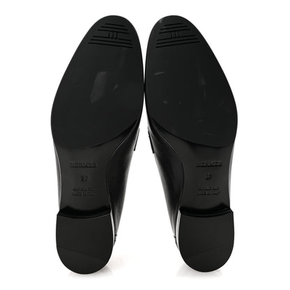 Hermes Goatskin Womens Paris Loafers 37 Black 6 of 10