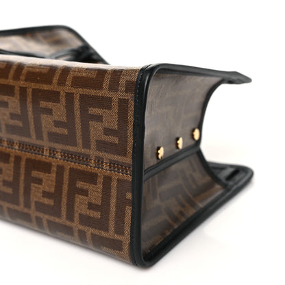 Fendi Glazed Fabric Vitello Century FF 1974 Stamp Patch Mini Peekaboo Defender Cover Mogano Panna Black 10 of 10