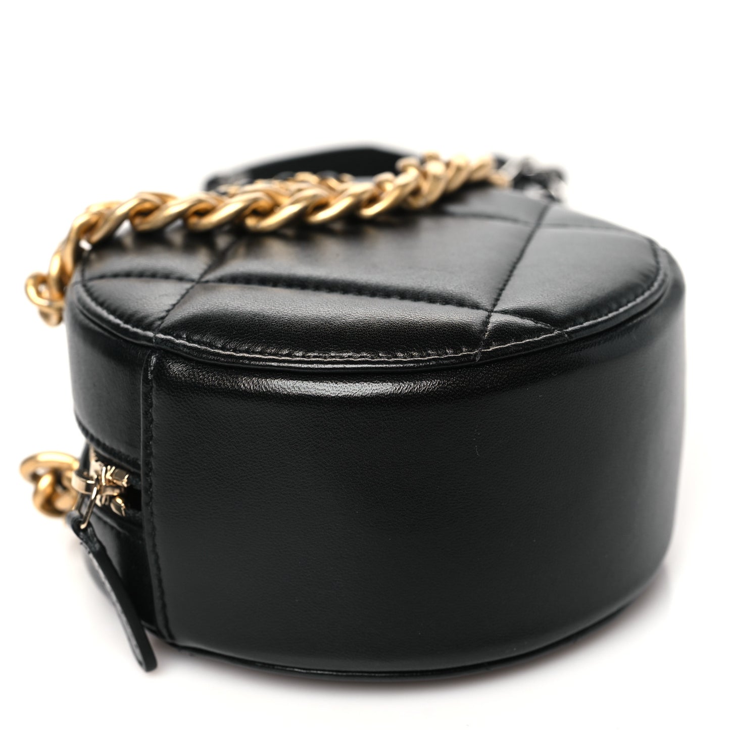 Lambskin Quilted Chanel 19 Round Clutch With Chain Black