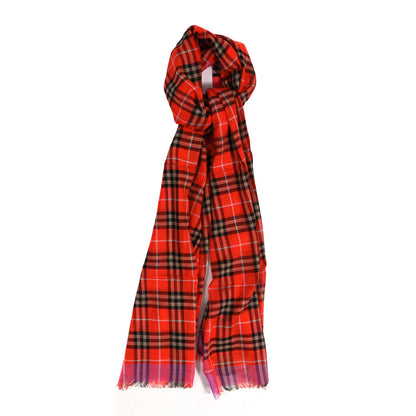 Burberry Wool Silk Vintage Check Gauze Scarf Bright Orange Red 1 of 4