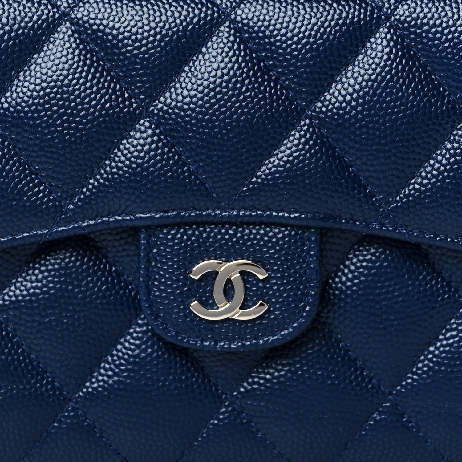 Chanel Caviar Quilted Compact Flap Wallet Navy 8 of 11
