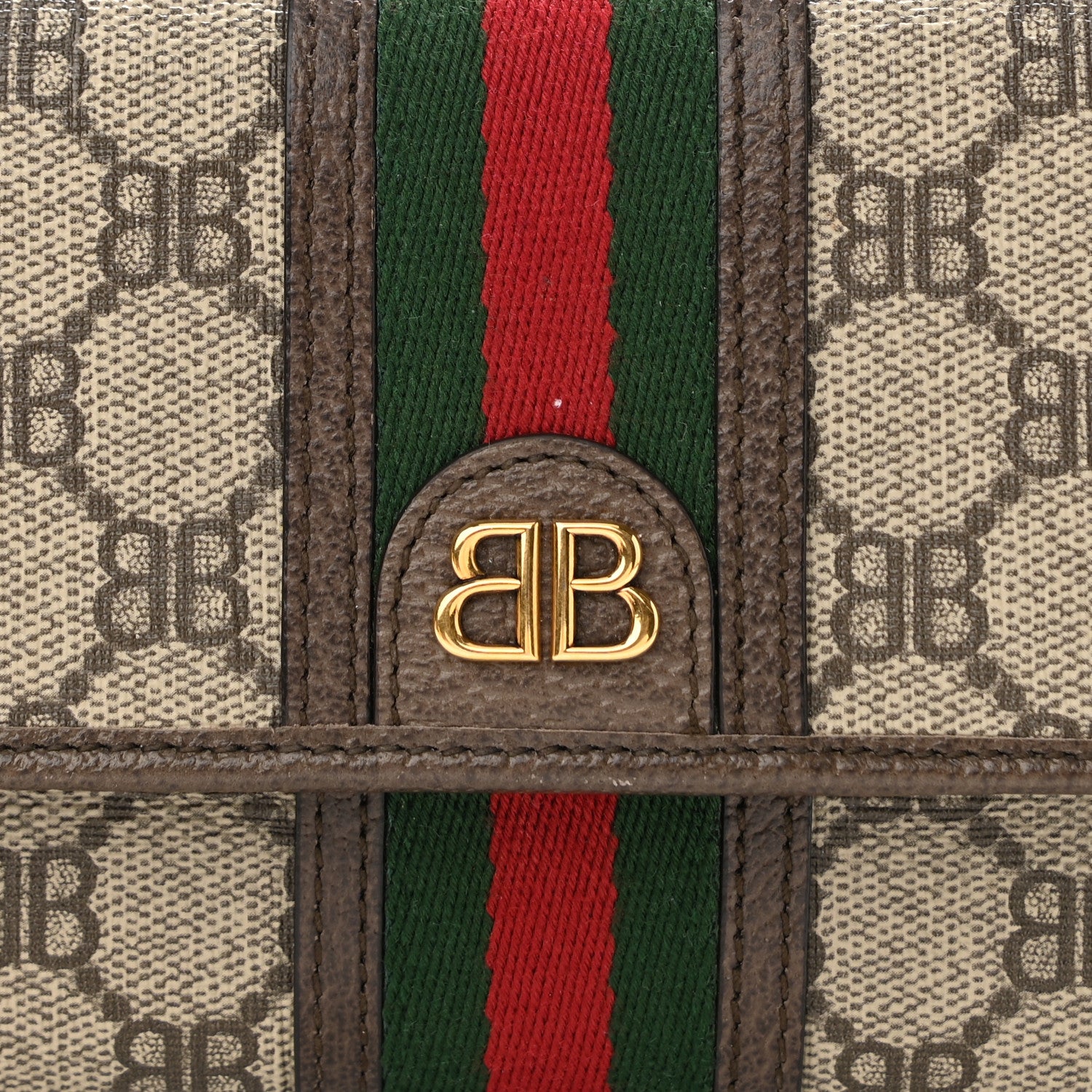 Gucci X BALENCIAGA BB Supreme Monogram Web Ophidia Crossbody Wallet Beige New Acero 8 of 13