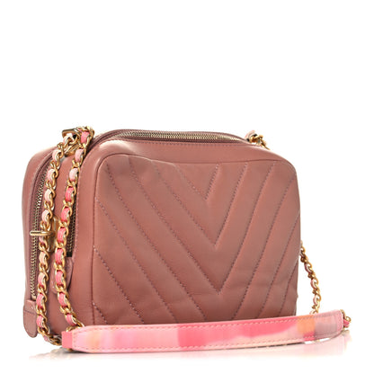 Chanel Lambskin Chevron Quilted Chain Around Camera Case Pink 3 of 12