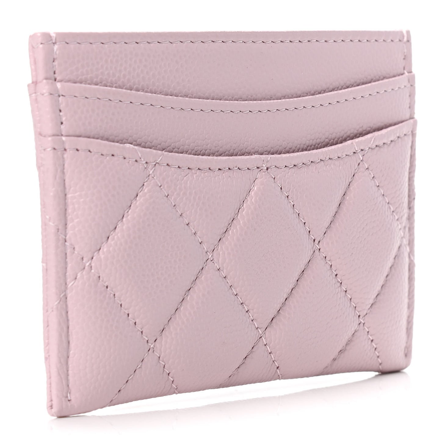 Caviar Quilted Card Holder Light Pink