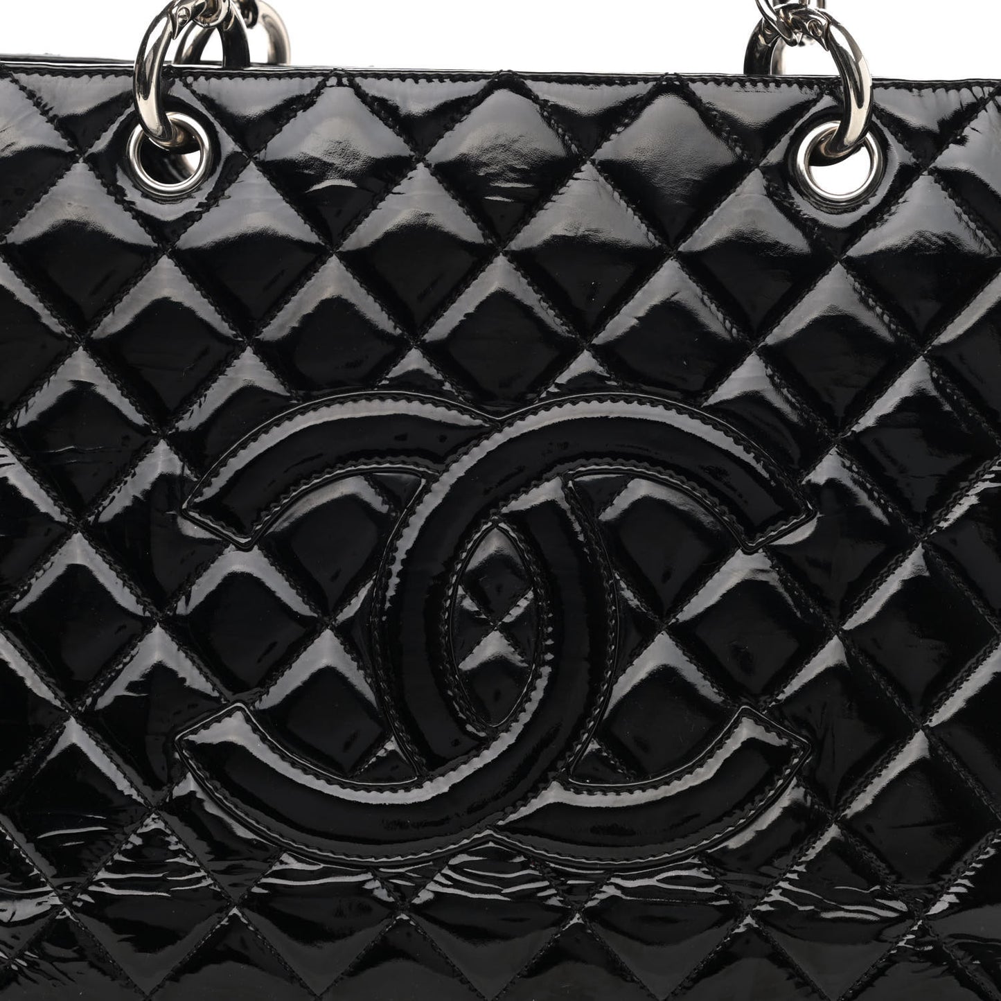Patent Quilted Grand Shopping Tote GST Black