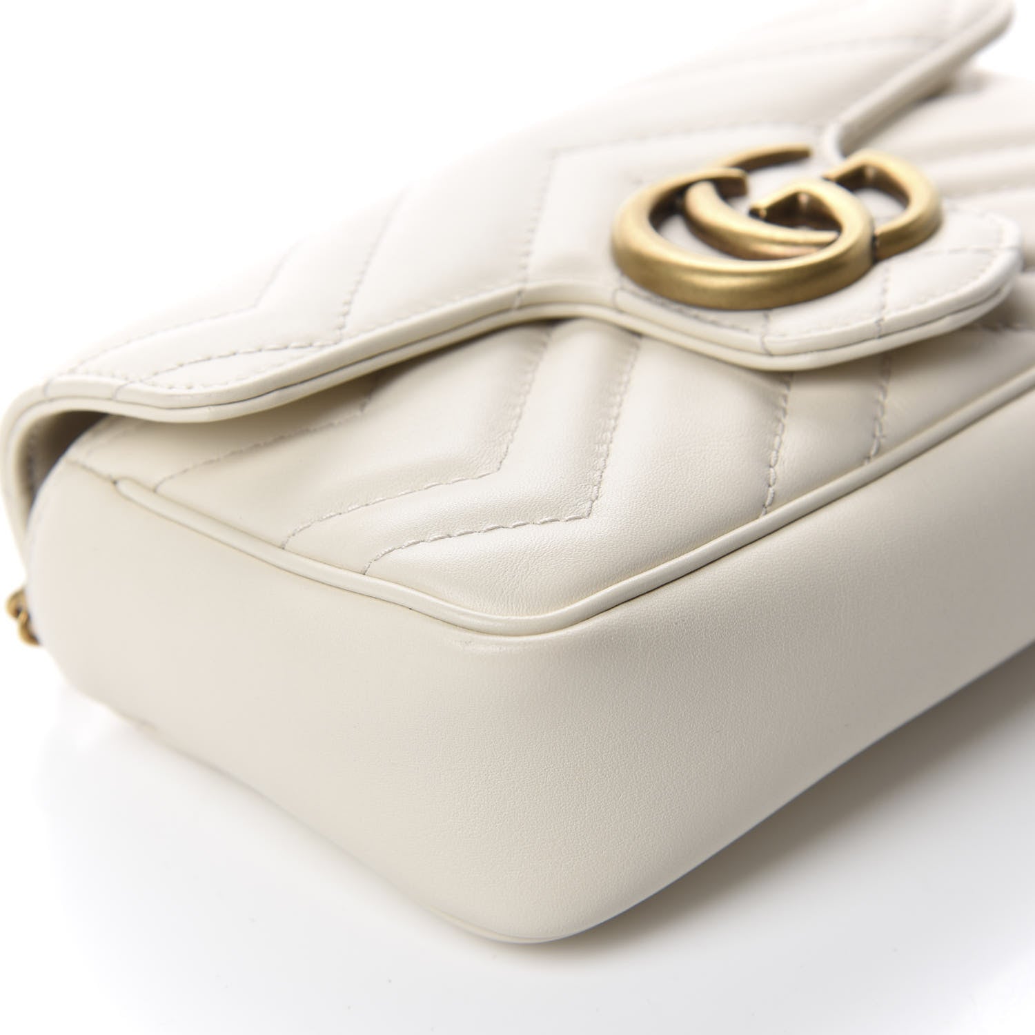 Gucci Calfskin Matelasse Super Mini GG Marmont Shoulder Bag White 6 of 11