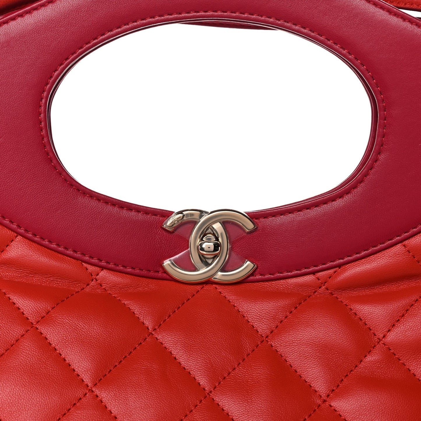 Aged Calfskin Quilted Large 31 Shopping Bag Coral Red