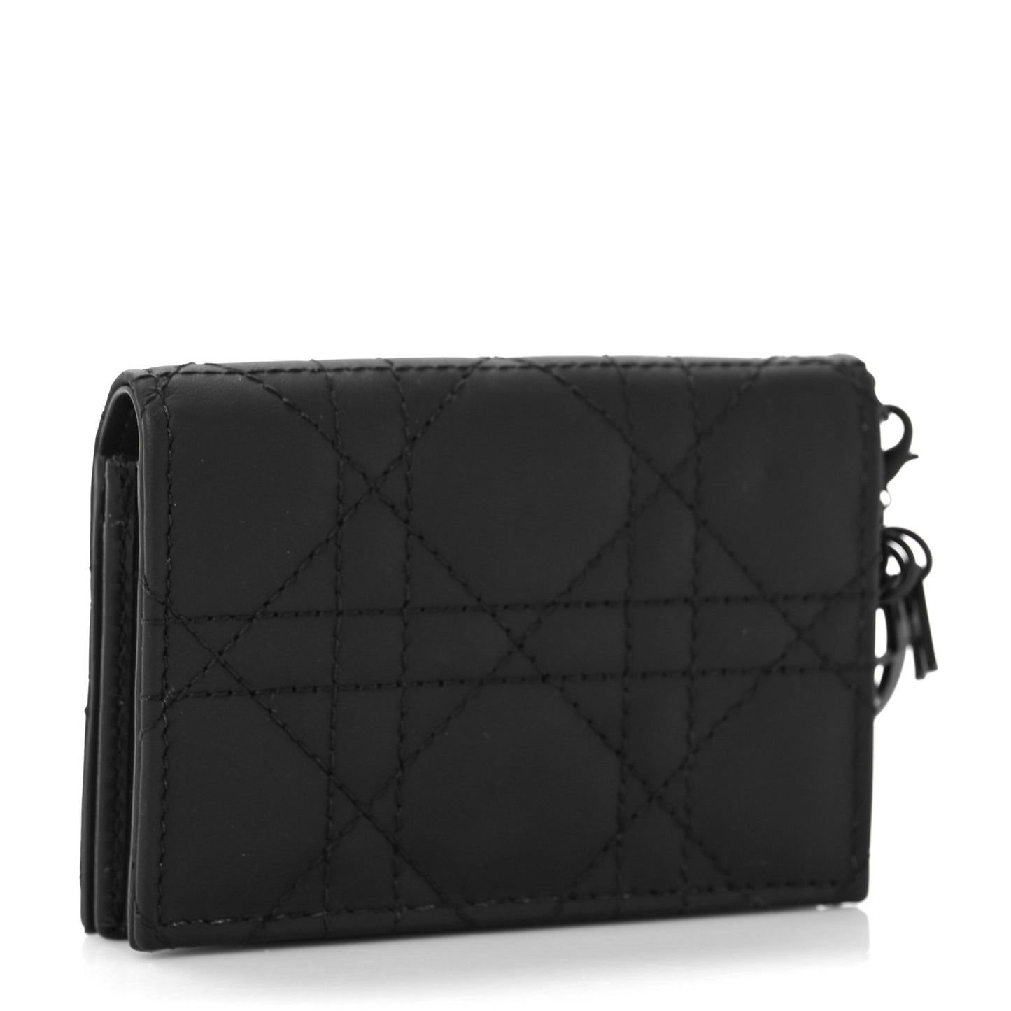 Ultra Matte Calfskin Small Lady Dior Flap Card Holder Black