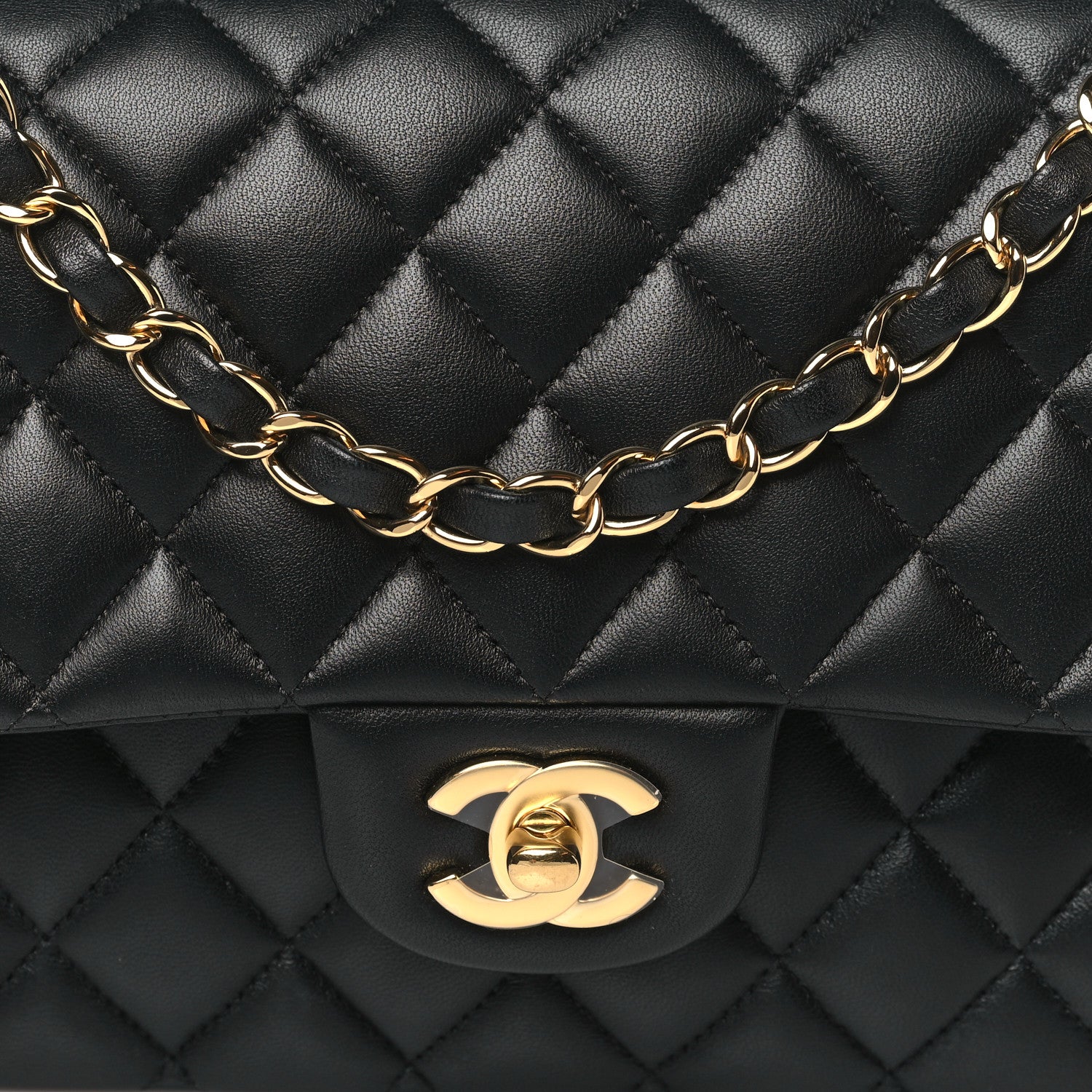 Chanel Lambskin Quilted Medium Double Flap Black 8 of 10
