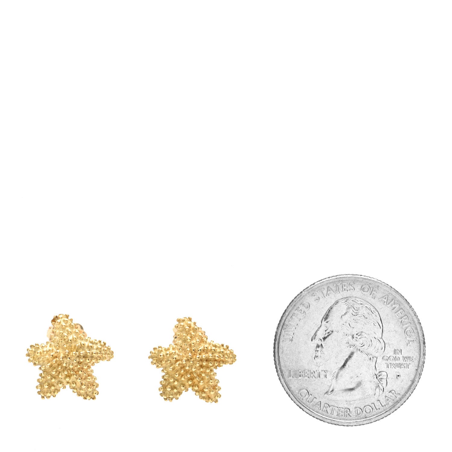 Tiffany 18K Yellow Gold Elsa Peretti Textured Starfish Earrings 2 of 4
