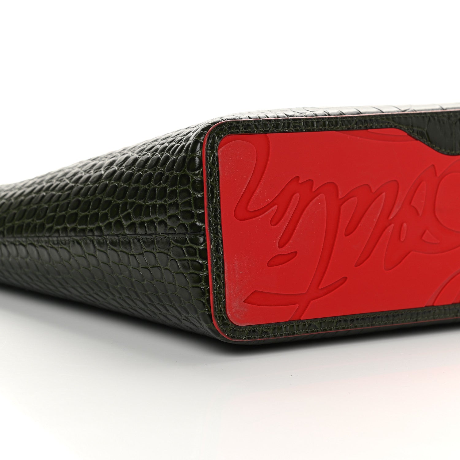 Christian Louboutin Calfskin Crocodile Embossed Spikes East West Cabata Tote Green 10 of 13