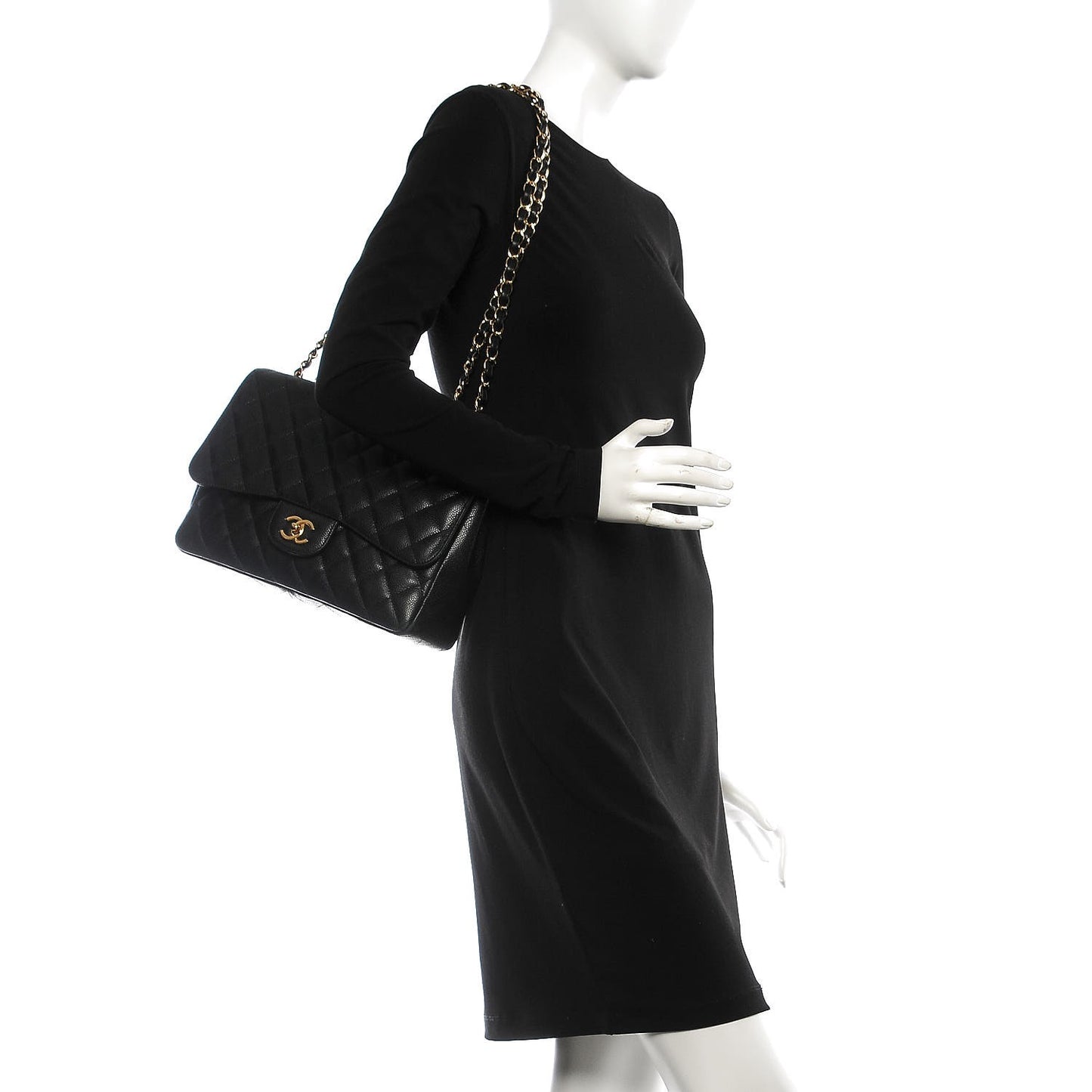 Caviar Quilted Jumbo Single Flap Black