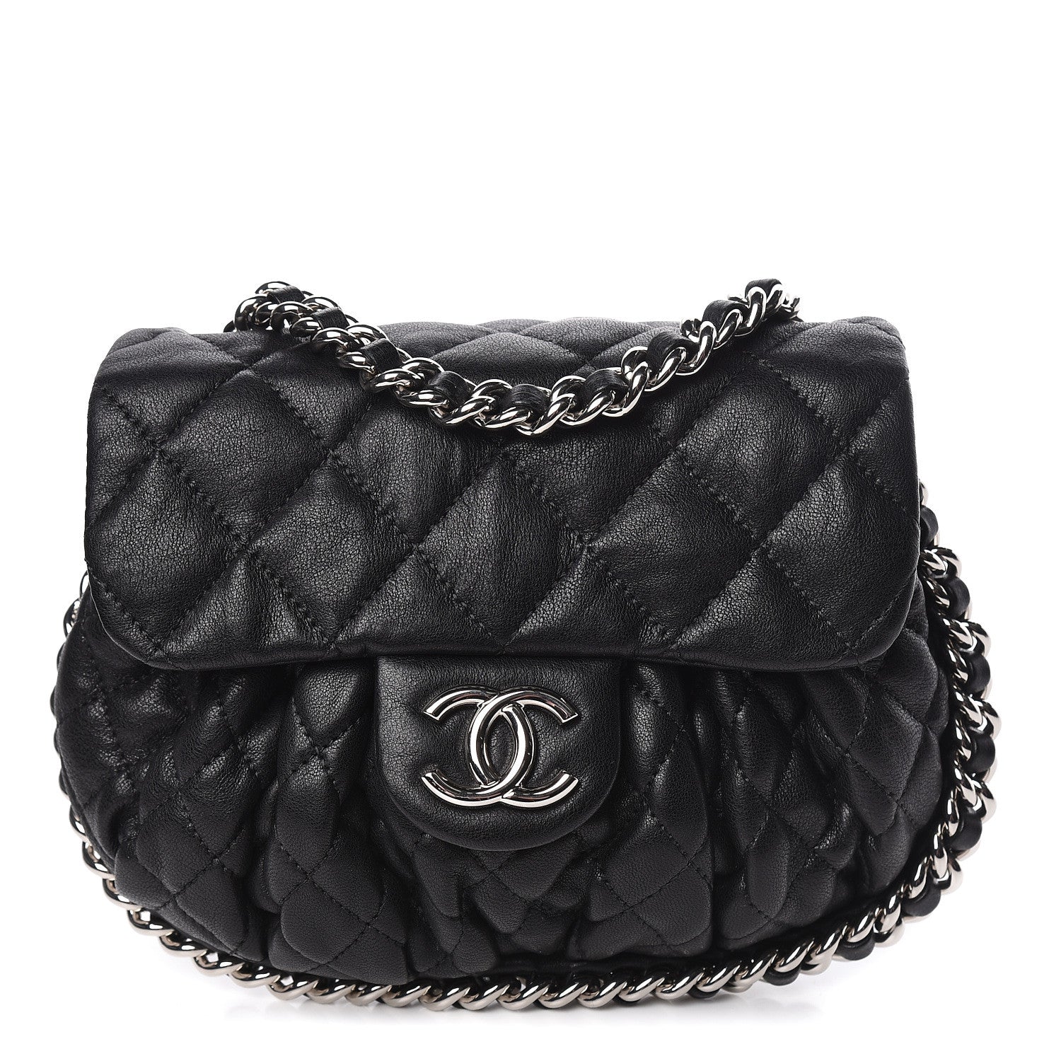 Chanel Washed Lambskin Quilted Mini Chain Around Messenger Black 1 of 11