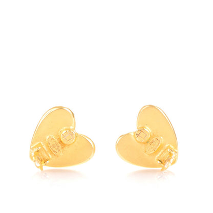Chanel CC Heart Clip On Earrings Gold 3 of 5