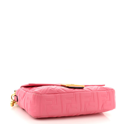 Fendi Nappa FF 1974 Embossed Baguette Rosa Fluo 4 of 12