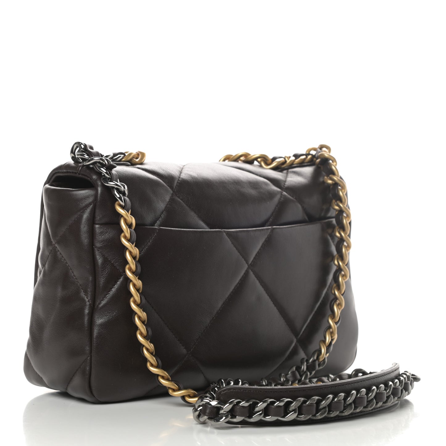 Lambskin Quilted Medium Chanel 19 Flap Dark Brown