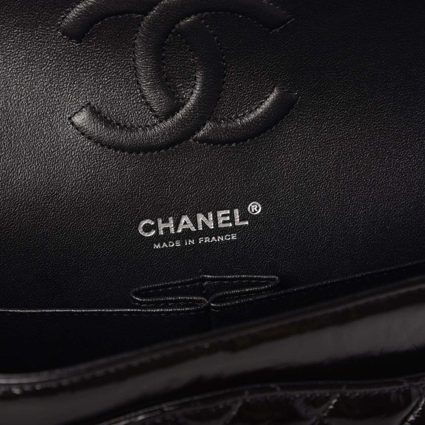 Shiny Crumpled Calfskin Quilted Medium Double Flap So Black