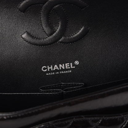 Chanel Shiny Crumpled Calfskin Quilted Medium Double Flap So Black 8 of 11