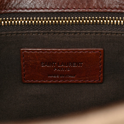 Saint Laurent Cotton Canvas Vintage Calfskin Monogram Medium Niki Chain Satchel Natural Chocolate 6 of 14