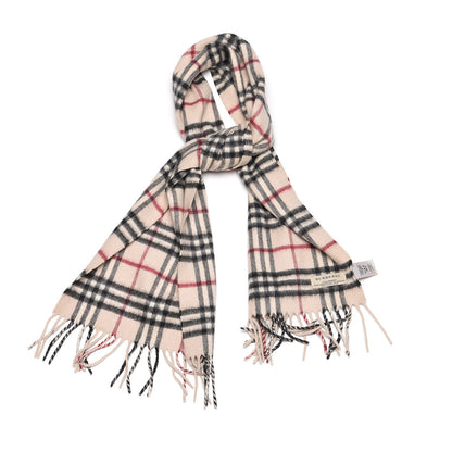 Burberry Cashmere House Check Fringe Scarf Beige 1 of 5