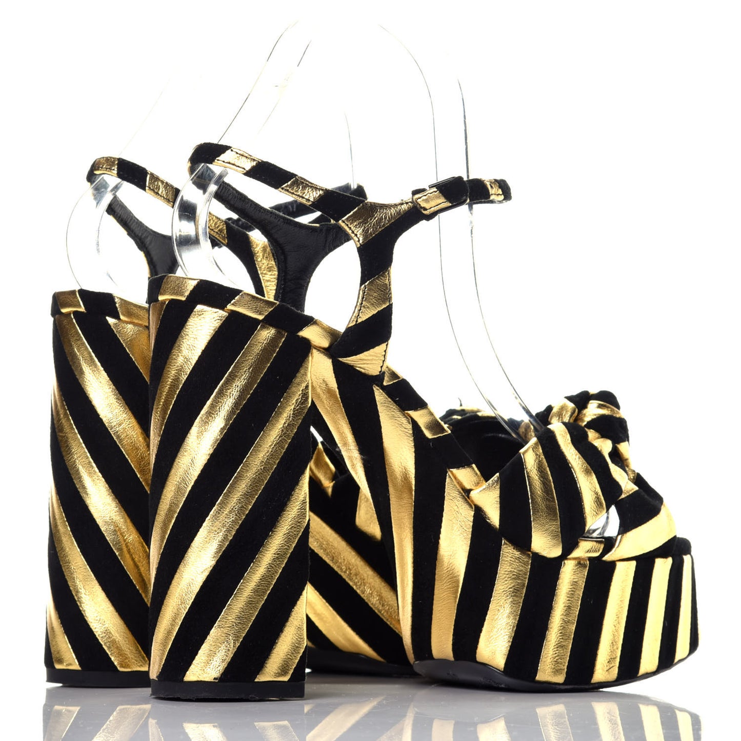 Metallic Suede Bianca 125 Platform Sandals 38 Black Gold