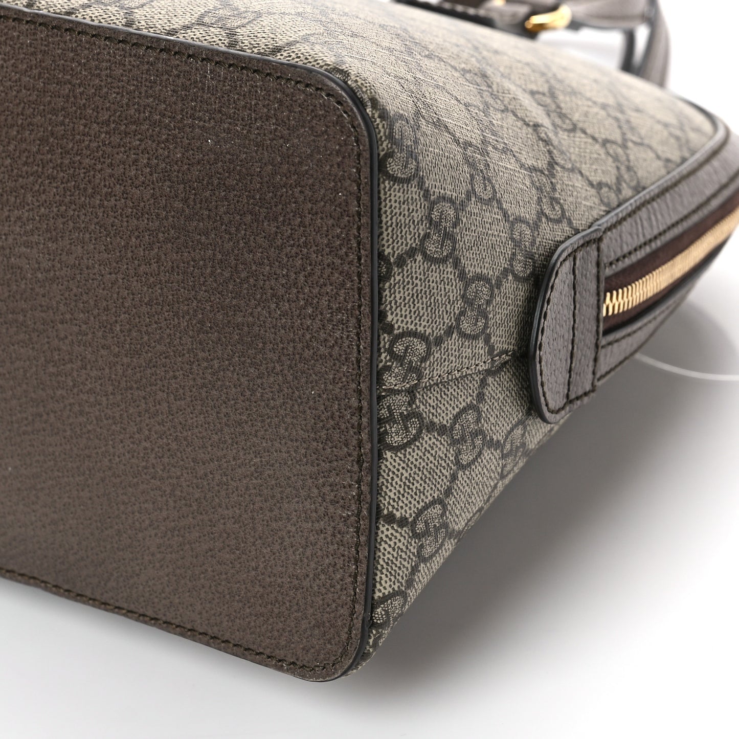 GG Supreme Monogram Web Medium Ophidia Top Handle Dome Bag Brown