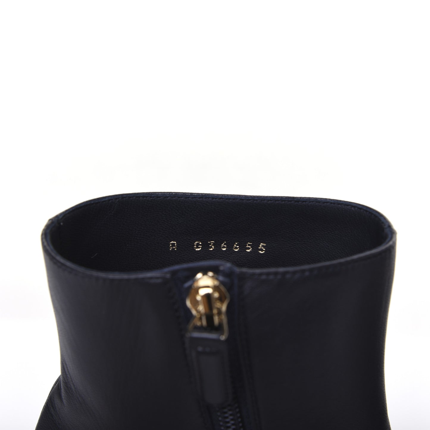 Lambskin Double Stack Chain Cap Toe Boots 39 Navy