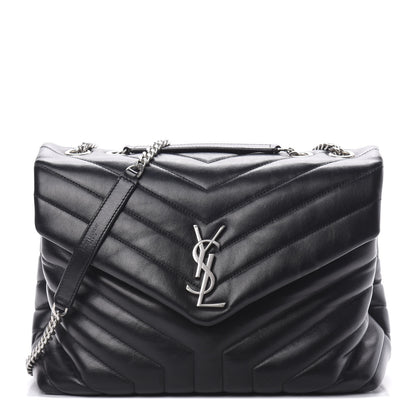 Saint Laurent Calfskin Y Quilted Monogram Medium Loulou Chain Satchel Black 1 of 15