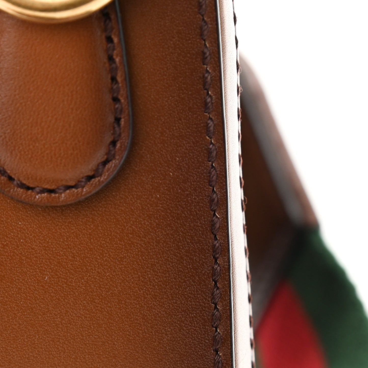 Monogram Small Lady Web Shoulder Bag Beige Cuir