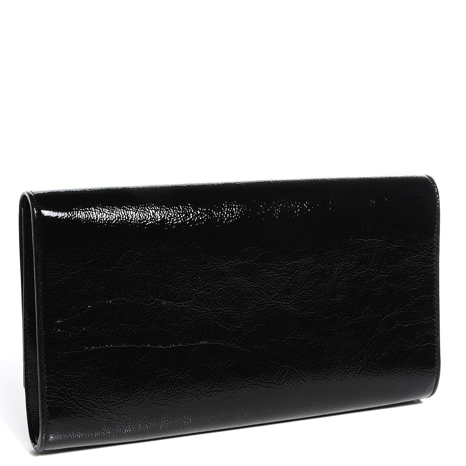 Saint Laurent Textured Patent Monogram Large Belle De Jour Clutch Black 3 of 7