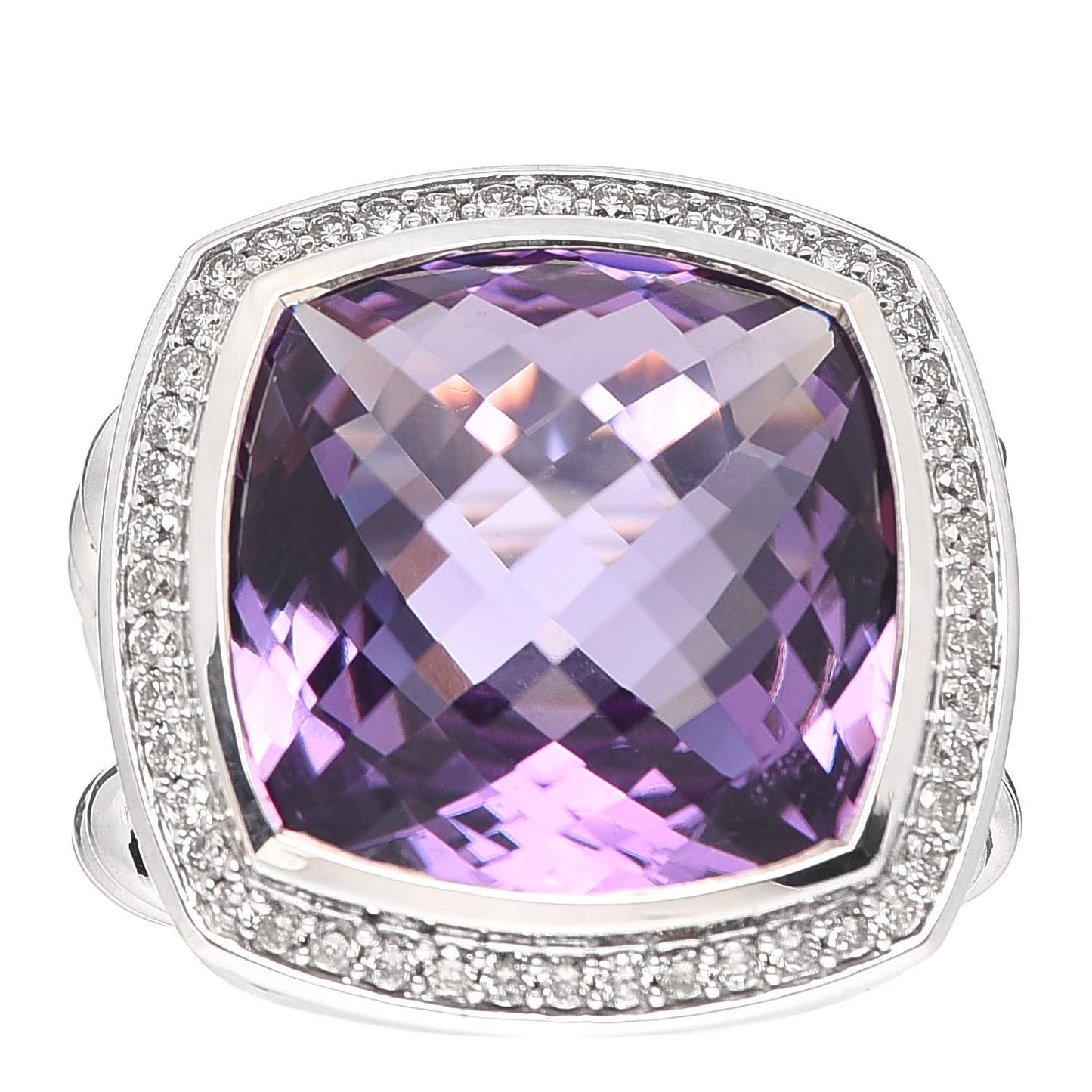 Sterling Silver Diamond Amethyst 17mm Albion Ring 51 5.75