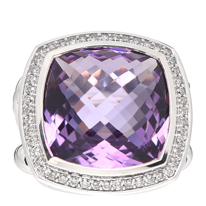 David Yurman Sterling Silver Diamond Amethyst 17mm Albion Ring 51 5.75 1 of 5