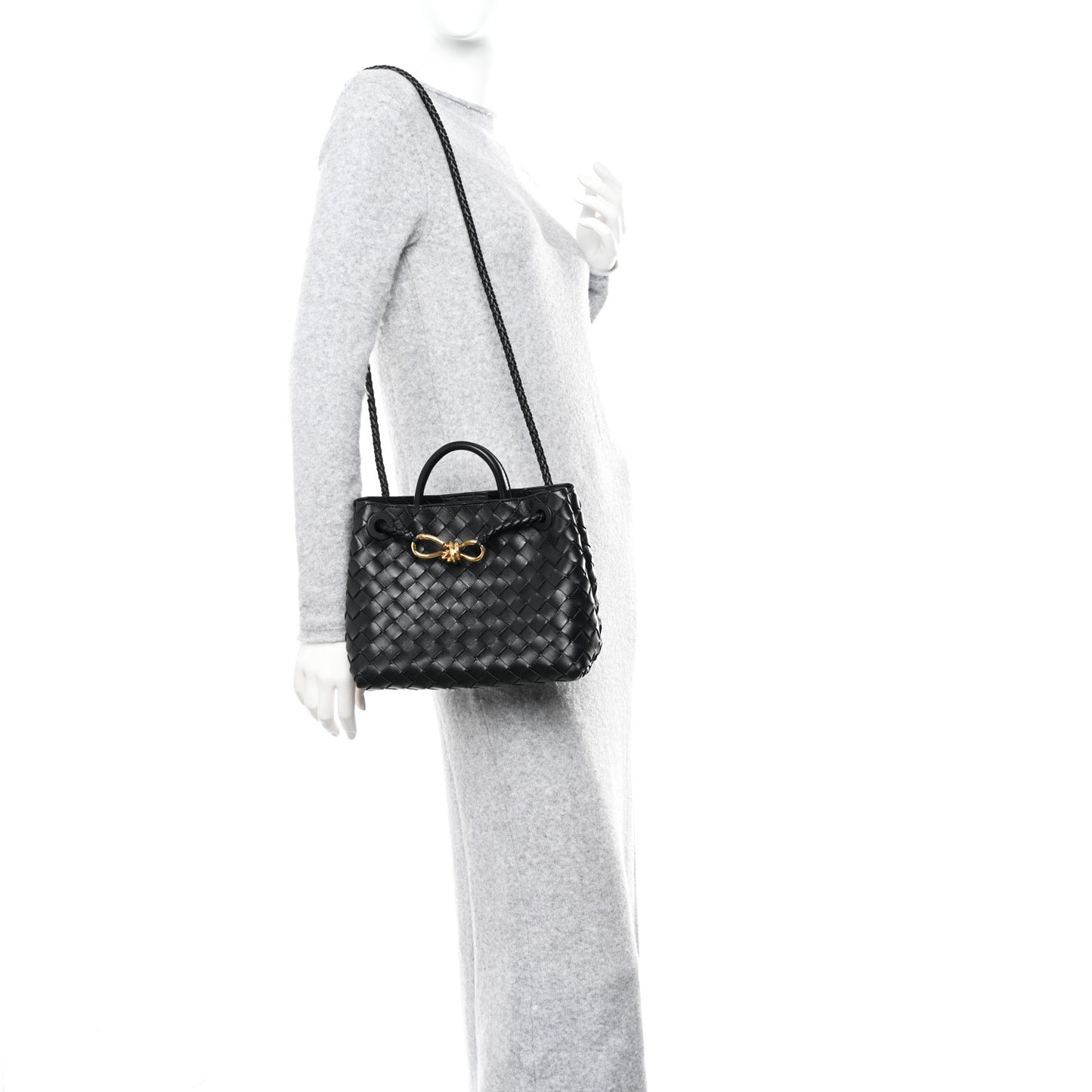 Nappa Intrecciato Small Andiamo Shoulder Bag Black