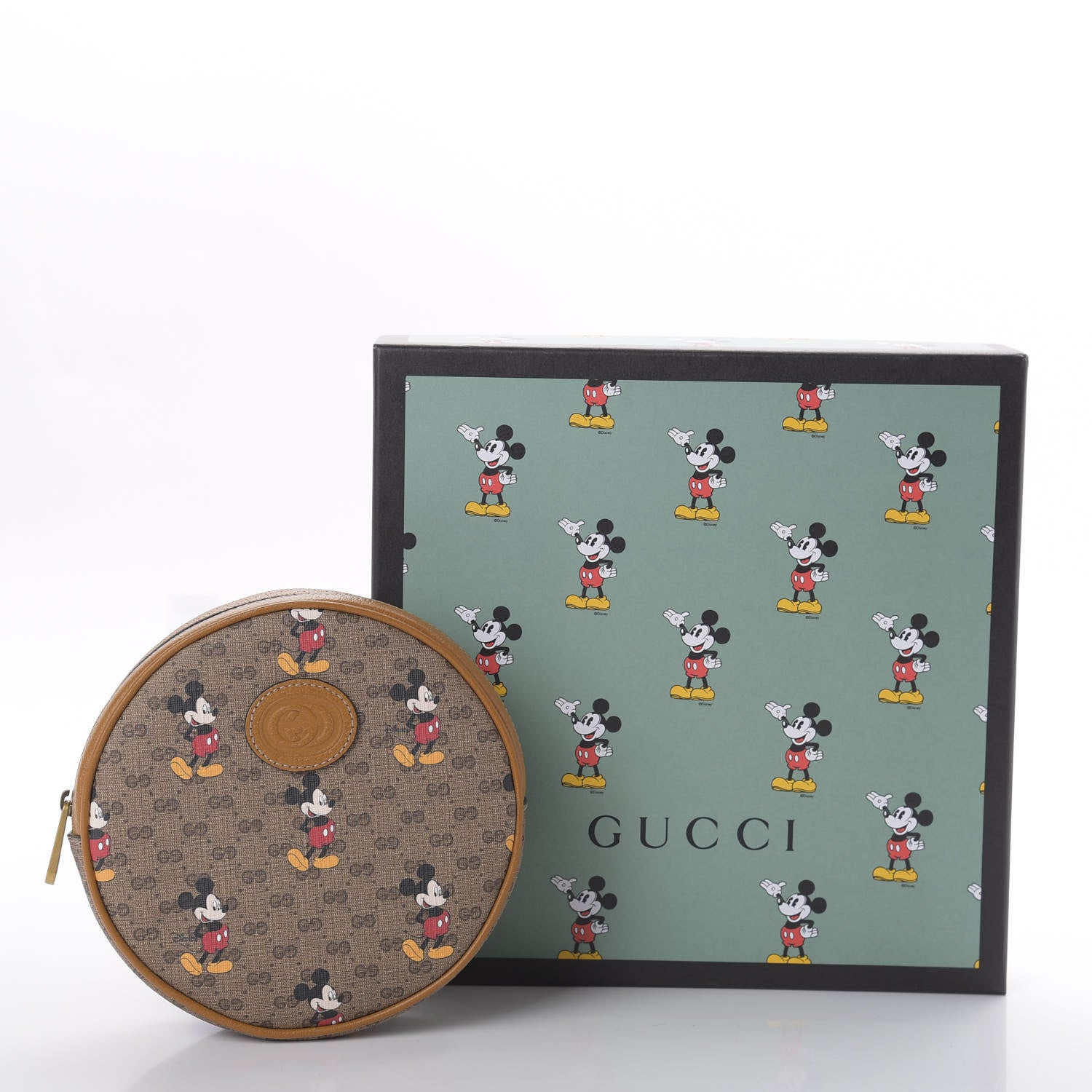 Gucci X DISNEY Mini Vintage GG Supreme Monogram Mickey Mouse Round Backpack Beige Vintage Sun Oil 10 of 10