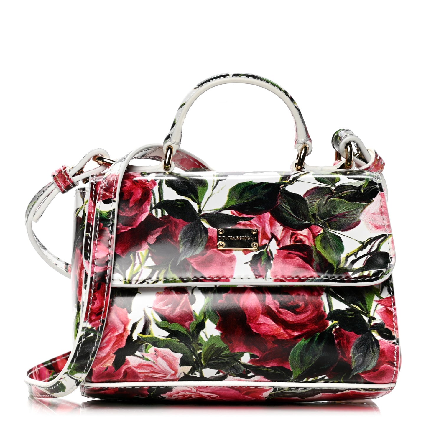 Calfskin Rose Print Micro Miss Sicily Satchel Pink