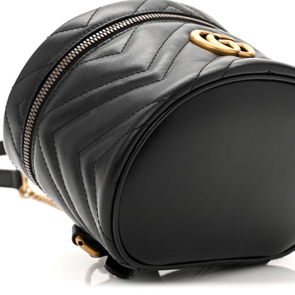 Gucci Calfskin Matelasse Chevron Mini GG Marmont Top Handle Bag Black 9 of 10