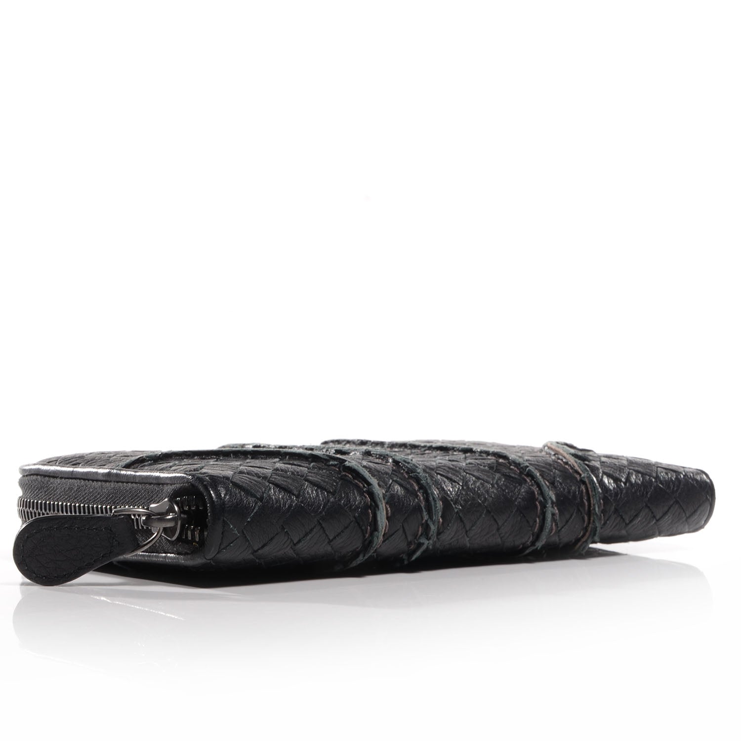 Bottega Veneta Vivo Cervo Intreccio Zip Around Wallet Nero Black 4 of 8