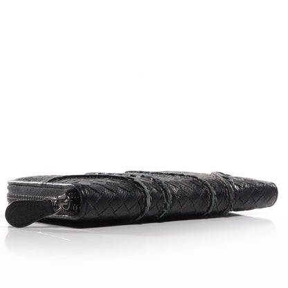 Bottega Veneta Vivo Cervo Intreccio Zip Around Wallet Nero Black 4 of 8