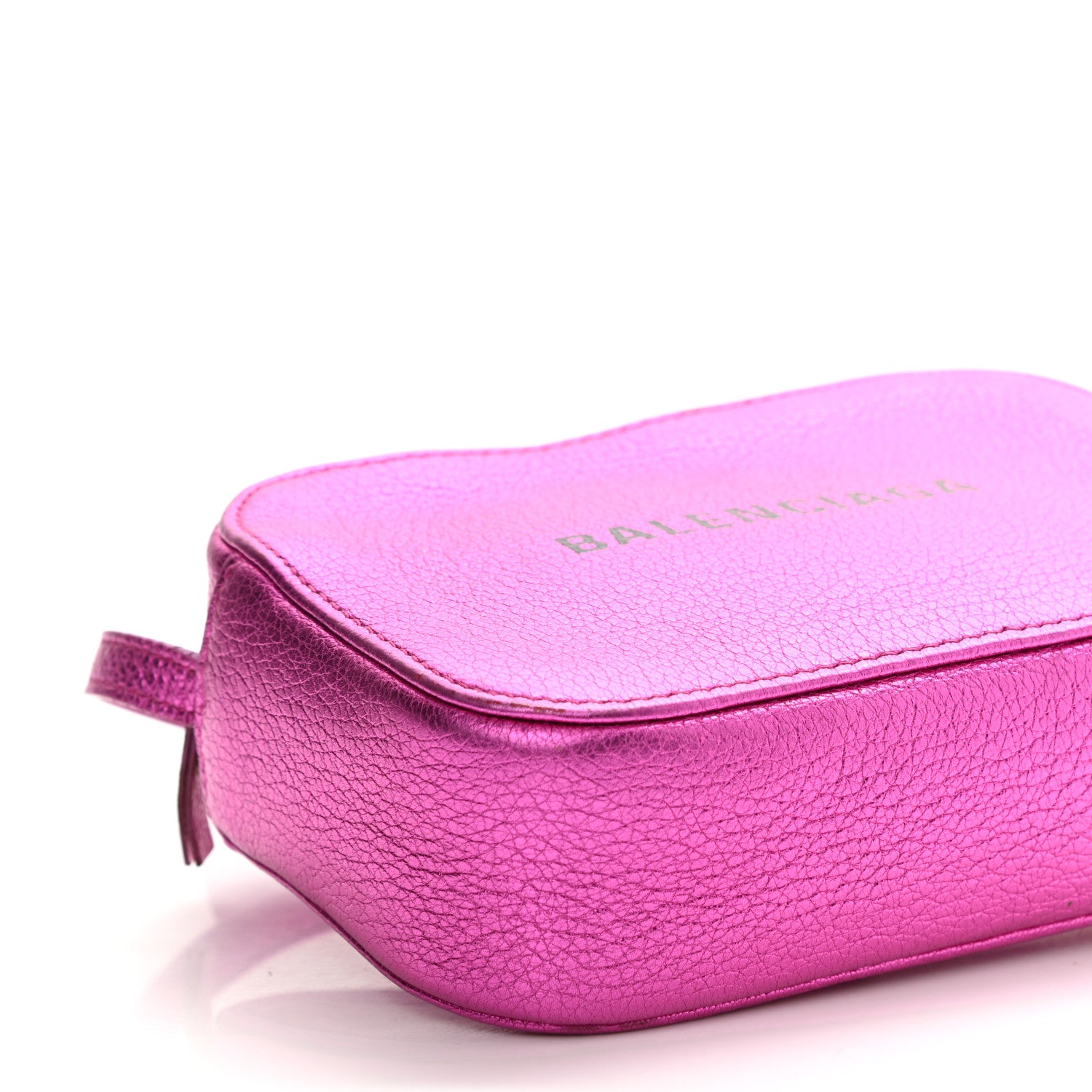 Balenciaga Metallic Goatskin Logo XS Everyday Camera Bag Rose Fuchsia Black 8 of 9