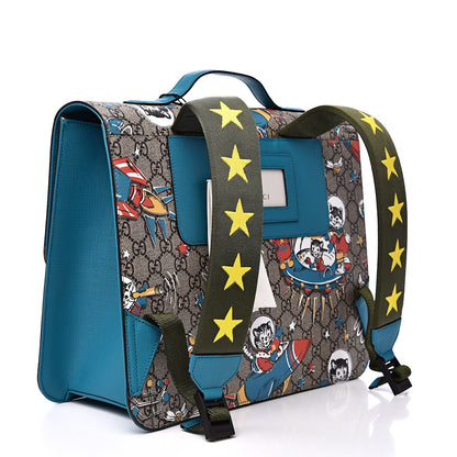 Gucci GG Supreme Monogram Space Cats Childrens Backpack Blue 2 of 10