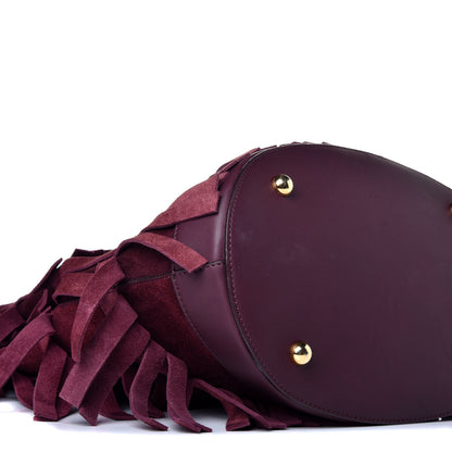 Burberry Prorsum Suede Fringe Bucket Bag Elderberry 7 of 10