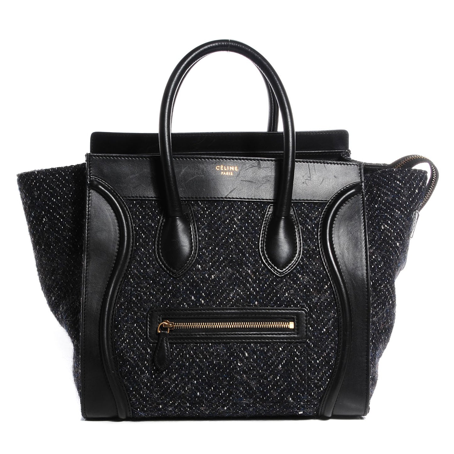 Smooth Calfskin Tweed Mini Luggage Black