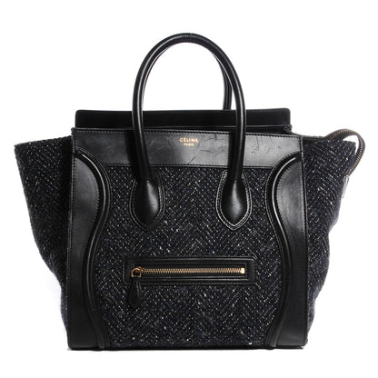 Celine Smooth Calfskin Tweed Mini Luggage Black 1 of 7