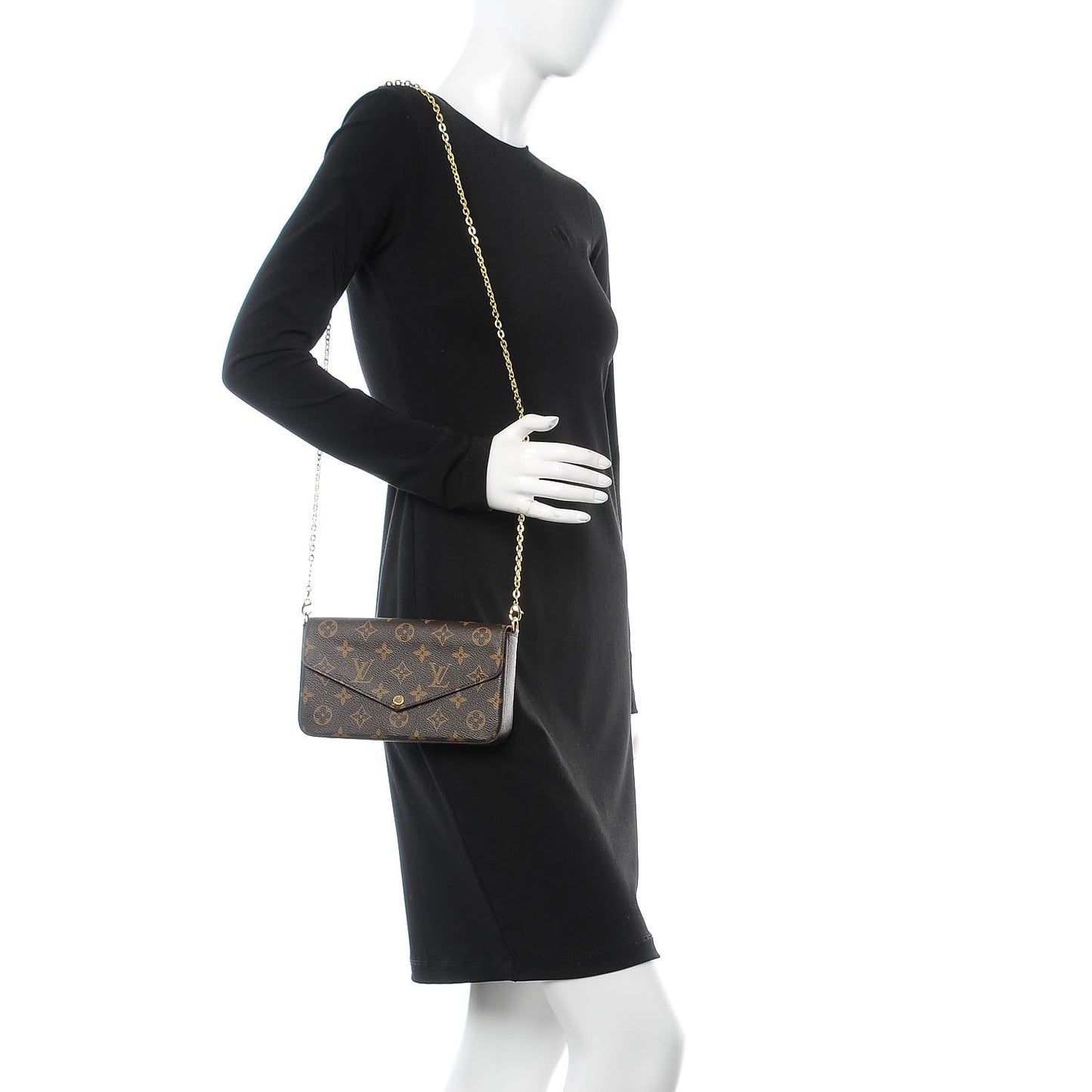 Monogram Pochette Felicie Chain Wallet Fuchsia